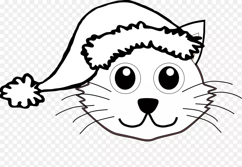 戴帽子的猫圣诞老人圣诞剪贴画-可爱的沙鼠剪贴画