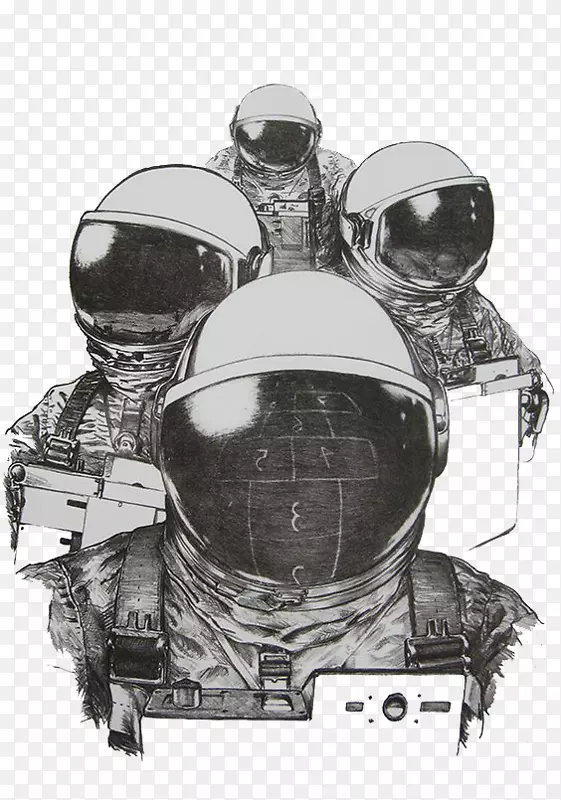 航天员太空素描太空服素描手绘素描航天员