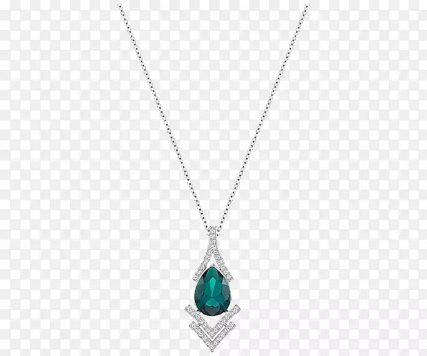 吊坠项链，绿宝石-施华洛世奇珠宝，女性翡翠项链