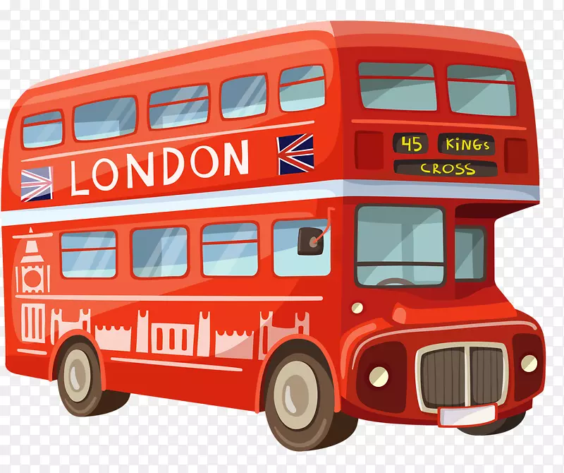 伦敦双层巴士卡通-红色巴士