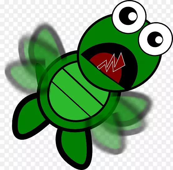 绿海龟动画剪贴画-海龟奔跑剪贴画