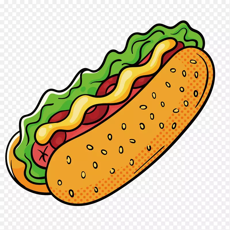 汉堡热狗快餐画卡通热狗