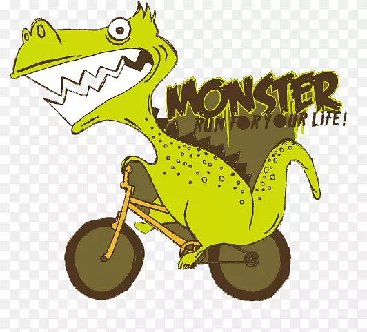 自行车卡通自行车剪贴画-恐龙动物