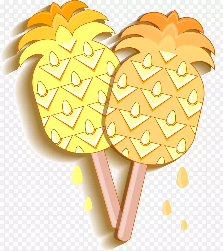 冰淇淋菠萝土坯插画卡通菠萝卡通