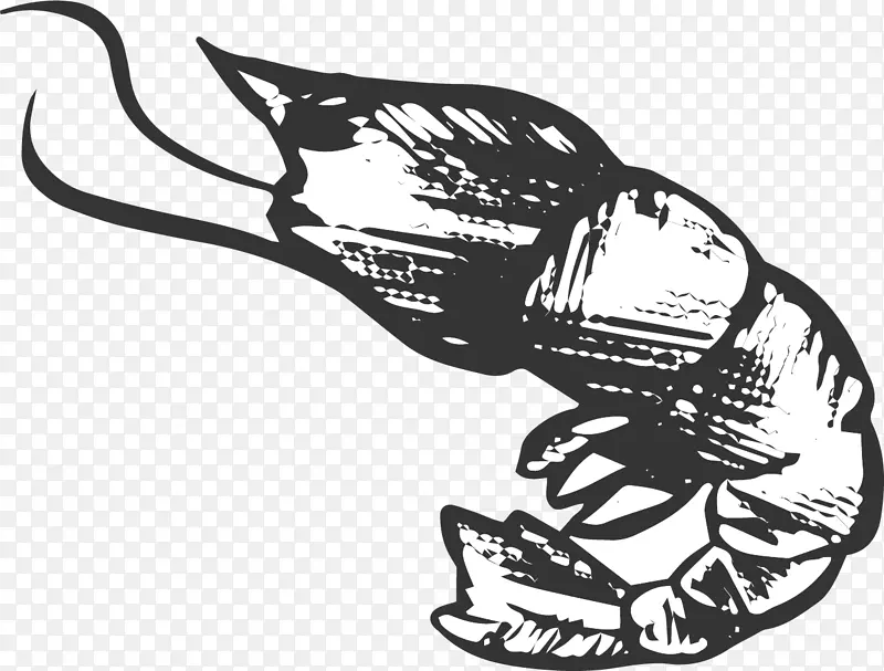 龙虾海鲜加勒比黑白图案设计-龙虾脱壳