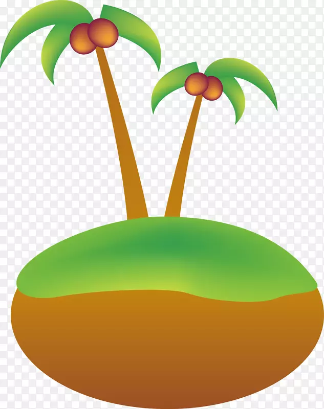 椰子-卡通椰子树岛