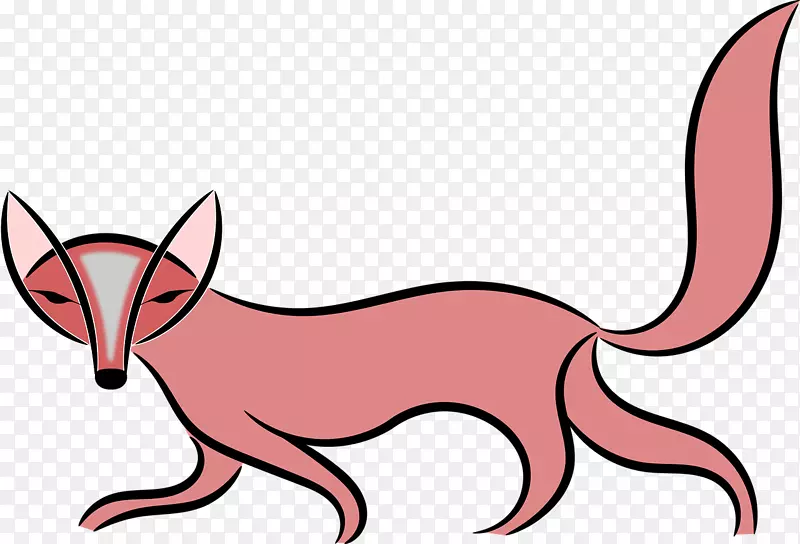免费内容绘画剪辑艺术-粉红狐