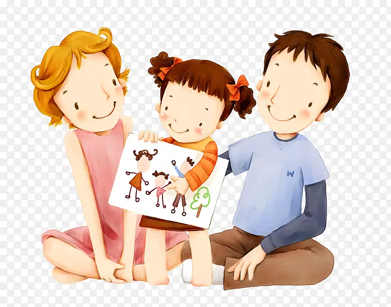 家庭画卡通-可爱的家庭
