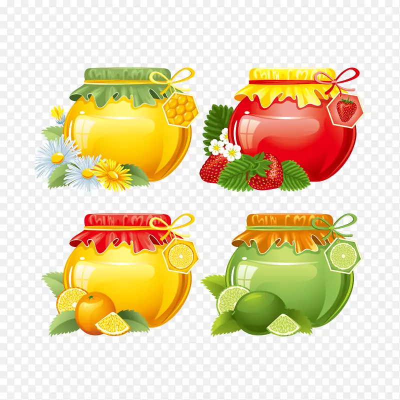 果酱水果保存罐插图-水果和罐子