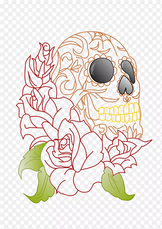 卡拉维拉玫瑰头盖骨剪贴画-墨西哥玫瑰剪贴画