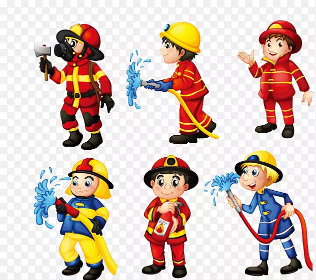 消防队员免版税剪贴画手绘消防员穿着不同