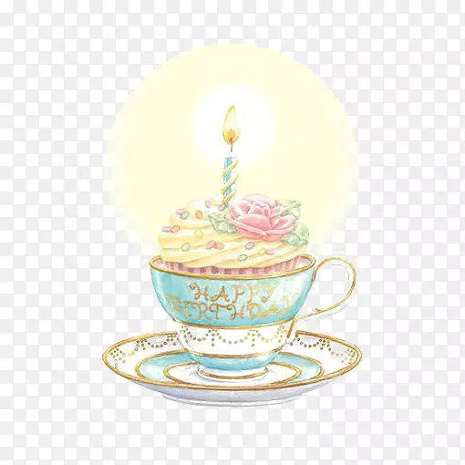 生日蛋糕贺卡祝你生日快乐茶杯蛋糕