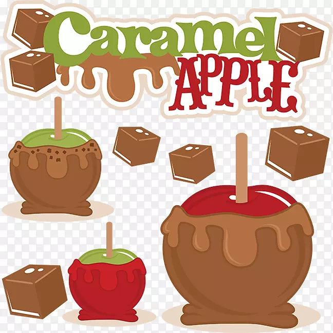 焦糖苹果糖果苹果脆片焦糖夹艺术-糖果苹果剪贴画