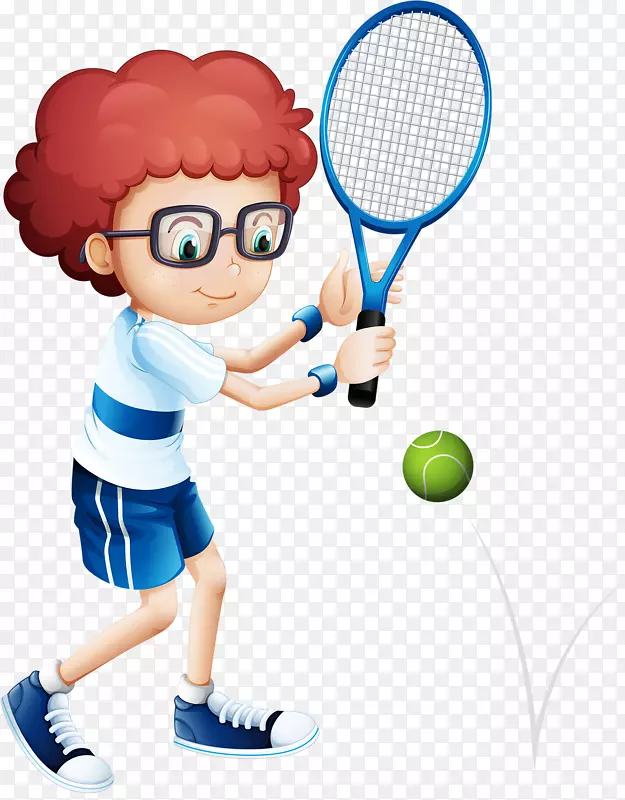 打网球，儿童剪辑，艺术-男孩网球