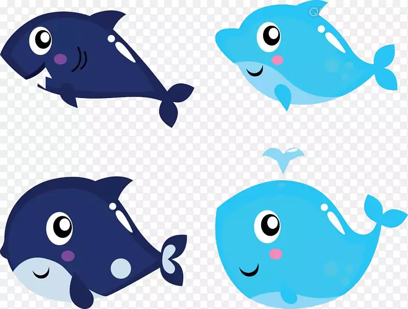 鲨鱼虎鲸-免费剪贴画-卡通鲸