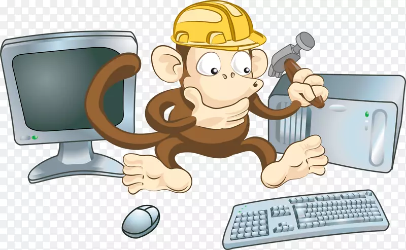猿猴免版税猴子插图-卡车维修剪贴件
