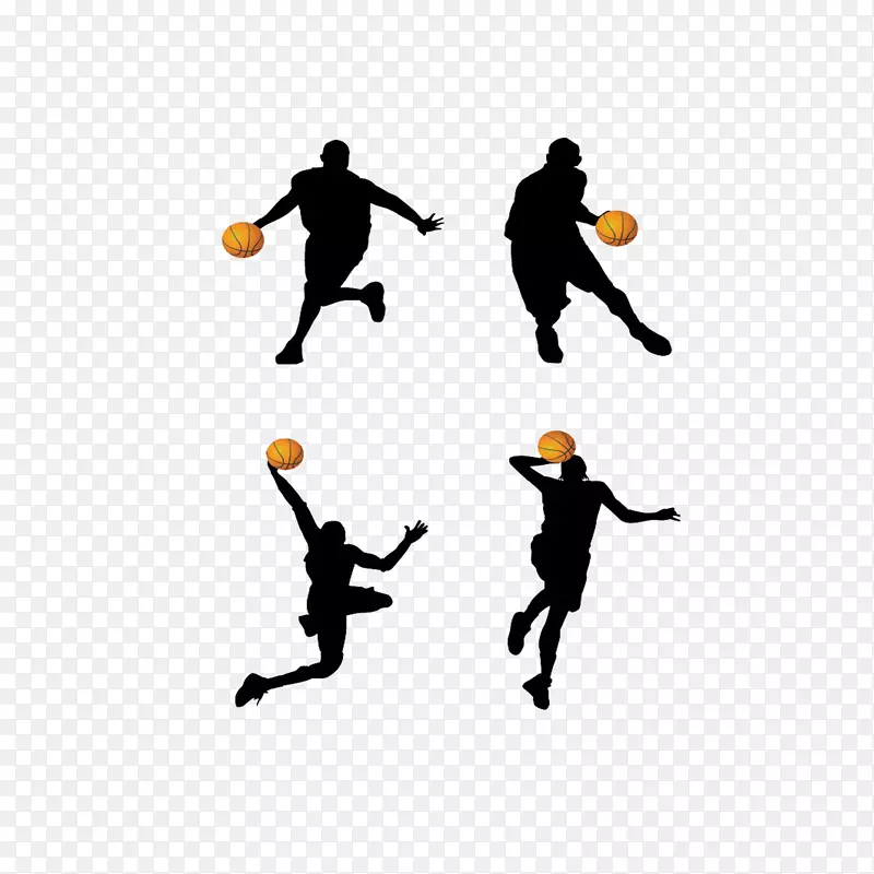 篮球运动员篮板剪贴画-经典篮球动作剪影