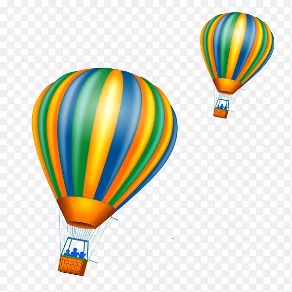 热气球-蓝色降落伞