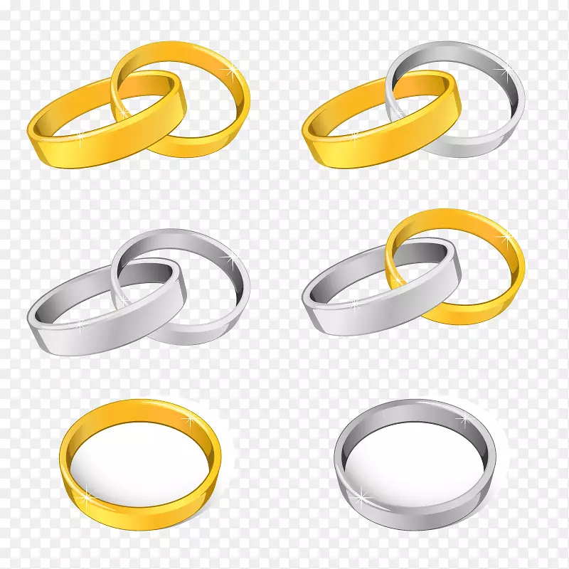 婚礼邀请函结婚戒指剪贴画元素彩绘戒指