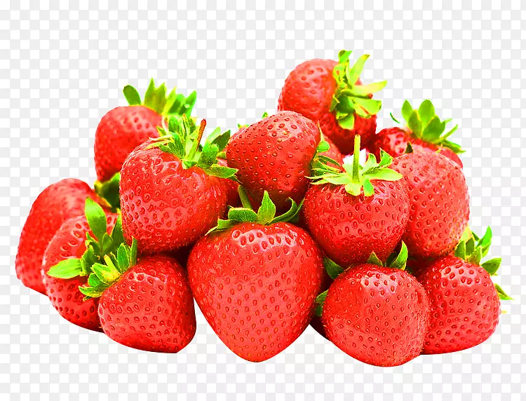 草莓汁-一束红色草莓采摘图片材料