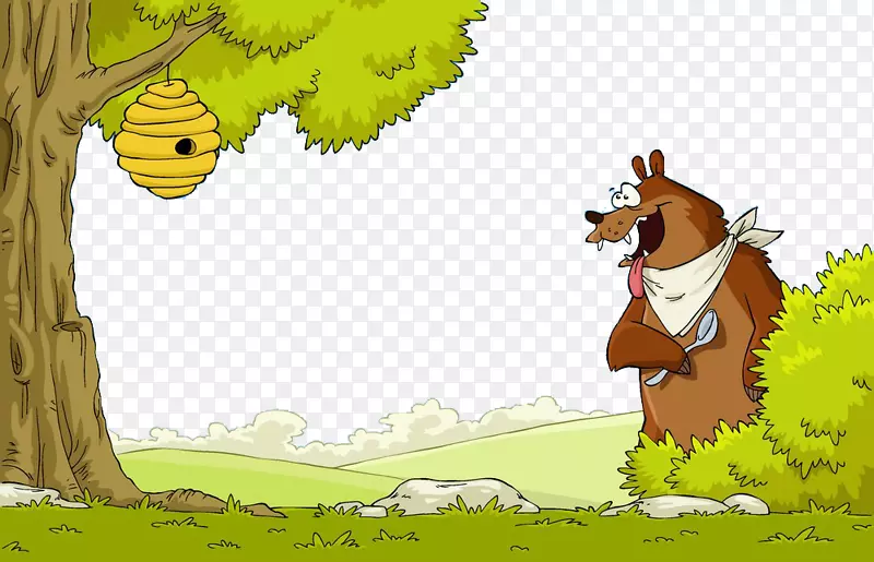 棕熊蜂巢夹艺术手绘大棕熊