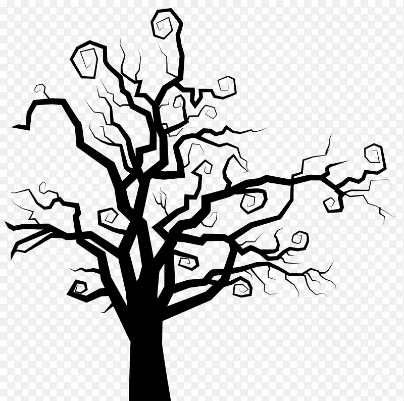 树枝剪贴画-令人毛骨悚然的树木剪贴画