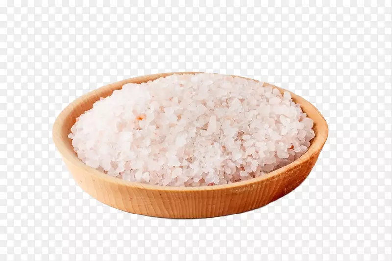 喜马拉雅山原料摄影喜马拉雅盐-木制盘子中的白色盐