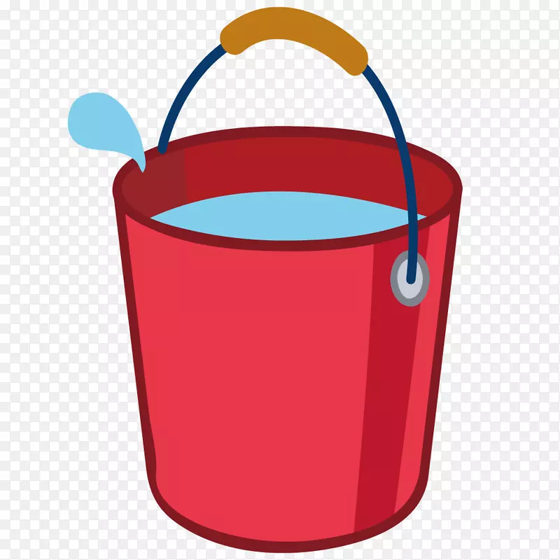 卡通平面设计-装满水的红色水桶