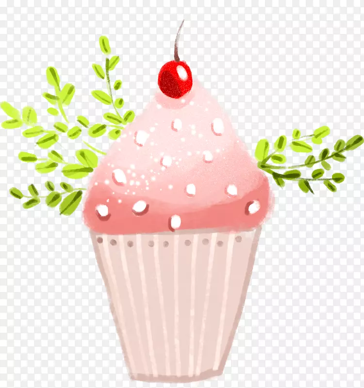 水果蛋糕纸杯蛋糕草莓奶油粉红蛋糕
