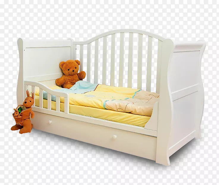 婴儿床-带护栏的白色单人床