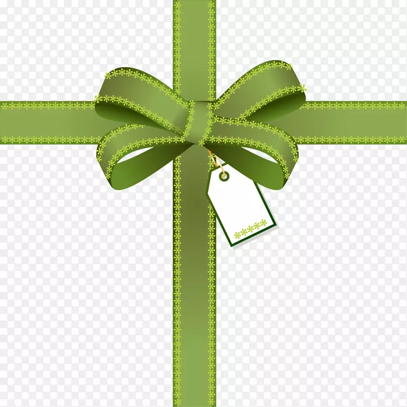 彩带礼品夹艺术-绿色礼品丝带装饰