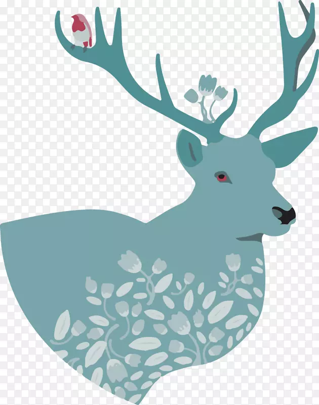 t恤鹿艺术插图-麋鹿，鹿