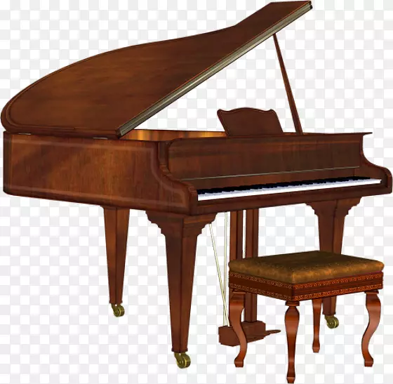 四钢琴演奏者钢琴素描棕色木制三脚架钢琴