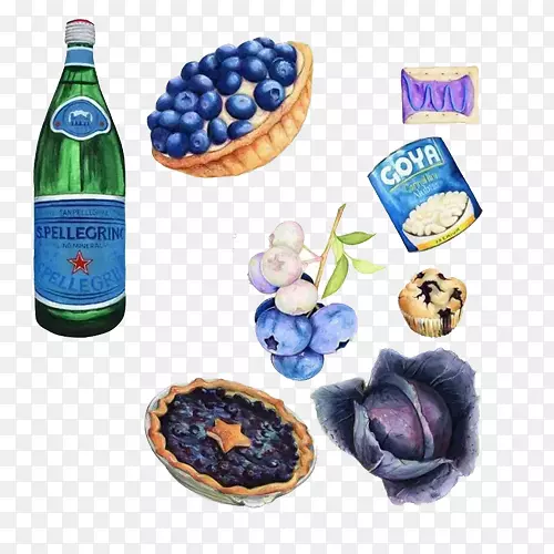 食品早午餐花生酱和果冻三明治水果防腐剂插图蓝莓盛宴手绘材料图片