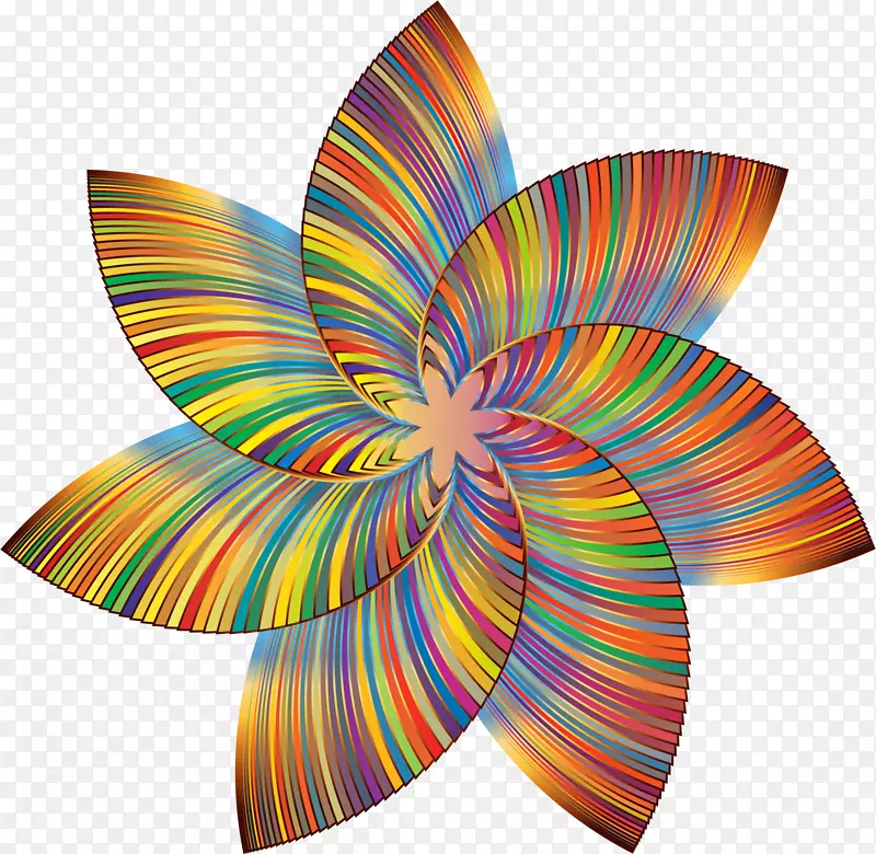 彩色线条艺术花夹艺术-彩色风车剪贴画