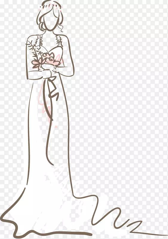 新娘当代西方婚纱-拿着鲜花的女人