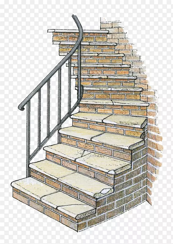 楼梯砖绘图插图.堆积在楼梯上的插画砖