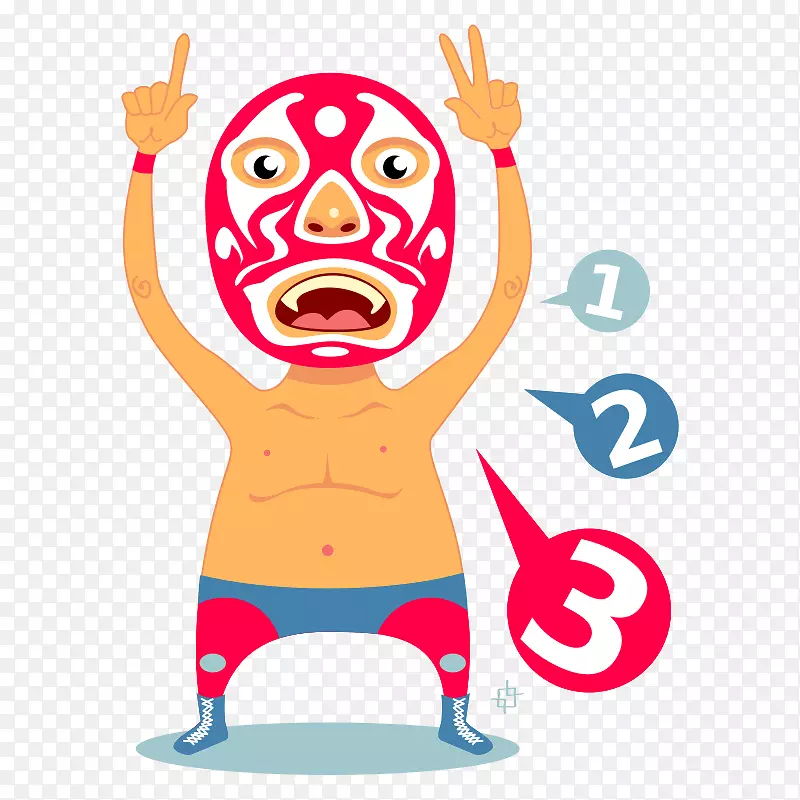 专业摔跤手专业摔跤面具剪辑艺术卡通墨西哥人