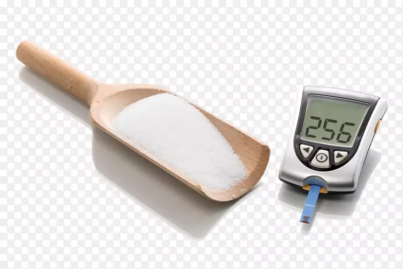 血糖计-糖中的木勺和血糖计