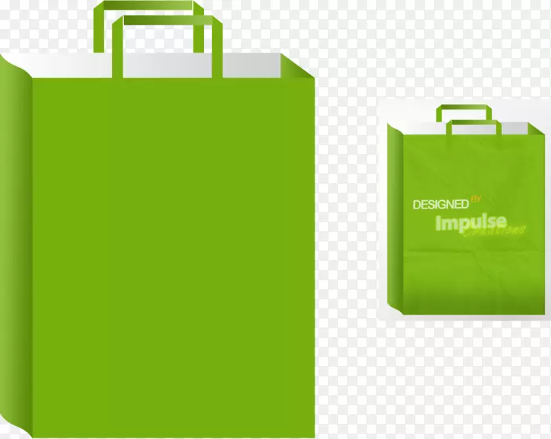 纸袋绿色包装和标签.绿色礼品袋