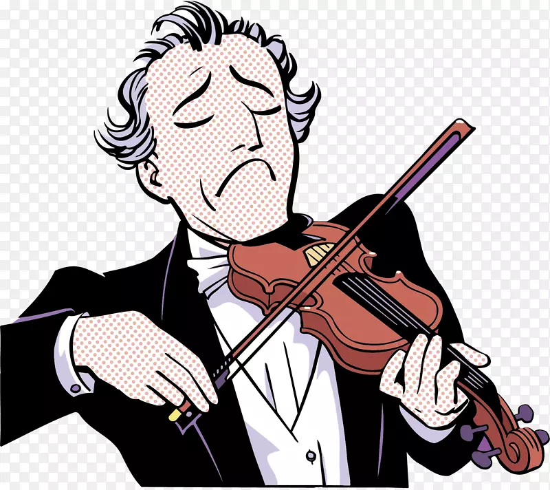 小提琴卡通插图-卡通拉小提琴艺术家