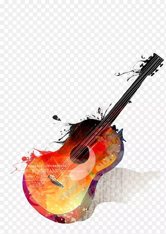 水彩画吉他乐器绘图吉他