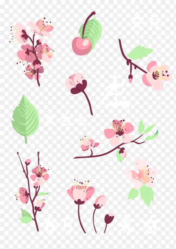 花瓣图案-卡通粉红樱花