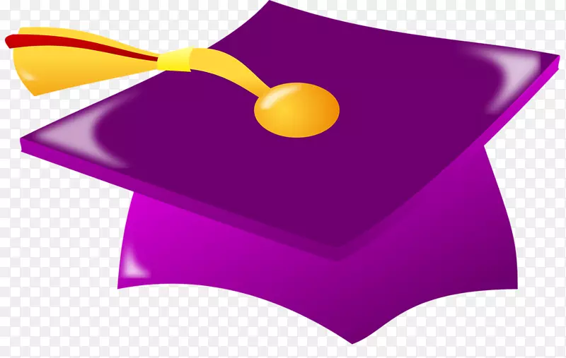 方形学术帽毕业典礼紫色剪贴画-毕业卷轴