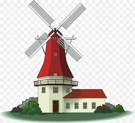 风车免费内容剪辑艺术-红色风车剪贴画