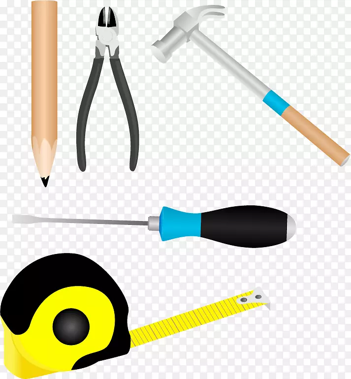 工具螺丝刀夹艺术安装工具螺丝刀尺锤铅笔