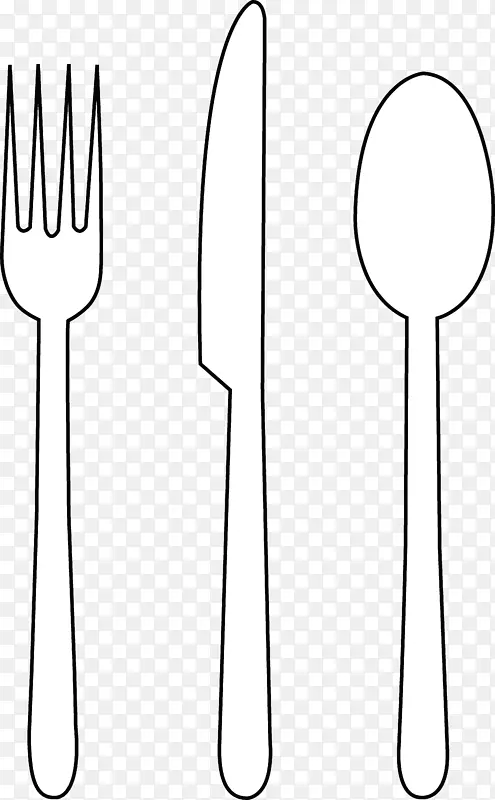 白色餐具线艺术图案-叉子图片