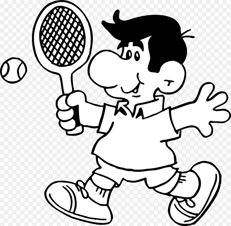 网球运动员网球黑白剪辑艺术男子网球剪贴画