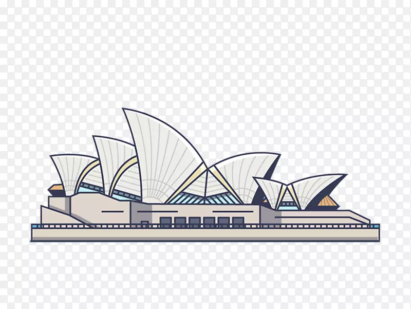悉尼歌剧院城市卡通插图-悉尼歌剧院创意卡通