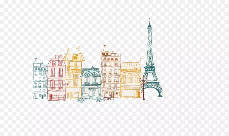 巴黎建筑插图.浅色简巴黎市